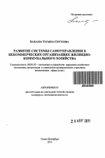 Развитие системы самоуправления в некоммерческих организациях жилищно-коммунального хозяйства - тема автореферата по экономике, скачайте бесплатно автореферат диссертации в экономической библиотеке