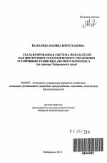Сбалансированная система показателей как инструмент стратегического управления устойчивым развитием лесного комплекса - тема автореферата по экономике, скачайте бесплатно автореферат диссертации в экономической библиотеке