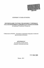 Формирование системы управления устойчивым сбалансированным развитием кластеров в регионе - тема автореферата по экономике, скачайте бесплатно автореферат диссертации в экономической библиотеке