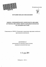 Оценка экономических эффектов реализации крупномасштабных энергосырьевых проектов на Дальнем Востоке - тема автореферата по экономике, скачайте бесплатно автореферат диссертации в экономической библиотеке