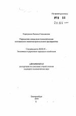 Управление социально-экономическим потенциалом машиностроительного предприятия - тема автореферата по экономике, скачайте бесплатно автореферат диссертации в экономической библиотеке