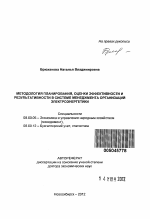 Методология планирования, оценки эффективности и результативности в системе менеджмента организаций электроэнергетики - тема автореферата по экономике, скачайте бесплатно автореферат диссертации в экономической библиотеке