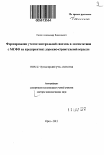 Формирование учетно-контрольной системы в соответствии с МСФО на предприятиях дорожно-строительной отрасли - тема автореферата по экономике, скачайте бесплатно автореферат диссертации в экономической библиотеке