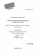 Развитие человеческого потенциала Российского Севера - тема автореферата по экономике, скачайте бесплатно автореферат диссертации в экономической библиотеке