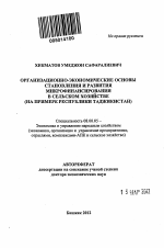 Организационно-экономические основы становления и развития микрофинансирования в сельском хозяйстве (на примере Республики Таджикистан) - тема автореферата по экономике, скачайте бесплатно автореферат диссертации в экономической библиотеке