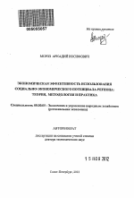 Экономическая эффективность использования социально-экономического потенциала региона: теория, методология и практика - тема автореферата по экономике, скачайте бесплатно автореферат диссертации в экономической библиотеке