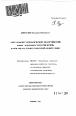 Обоснование экономической эффективности инвестиционных энергетических проектов в условиях рыночной конкуренции - тема автореферата по экономике, скачайте бесплатно автореферат диссертации в экономической библиотеке