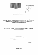 Формирование регионального механизма устойчивого развития малого бизнеса в субъекте федерации - тема автореферата по экономике, скачайте бесплатно автореферат диссертации в экономической библиотеке