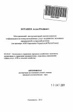 Методический инструментарий оценки влияния информационно-консультационных услуг на развитие экономики предприятий и отраслей региона - тема автореферата по экономике, скачайте бесплатно автореферат диссертации в экономической библиотеке