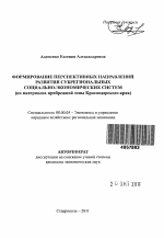 Формирование перспективных направлений развития субрегиональных социально-экономических систем - тема автореферата по экономике, скачайте бесплатно автореферат диссертации в экономической библиотеке