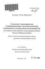 Управление эффективностью функционирования санаторно-курортных предприятий в региональном воспроизводстве - тема автореферата по экономике, скачайте бесплатно автореферат диссертации в экономической библиотеке