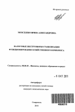 Налоговые инструменты стабилизации функционирования хозяйственного комплекса - тема автореферата по экономике, скачайте бесплатно автореферат диссертации в экономической библиотеке