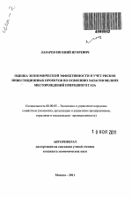 Оценка экономической эффективности и учет рисков инвестиционных проектов по освоению запасов мелких месторождений природного газа - тема автореферата по экономике, скачайте бесплатно автореферат диссертации в экономической библиотеке