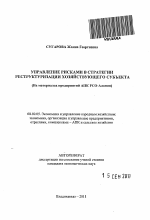 Управление рисками в стратегии реструктуризации хозяйствующего субъекта - тема автореферата по экономике, скачайте бесплатно автореферат диссертации в экономической библиотеке