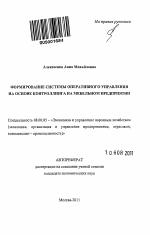 Формирование системы оперативного управления на основе контроллинга на мебельном предприятии - тема автореферата по экономике, скачайте бесплатно автореферат диссертации в экономической библиотеке