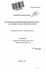 Перспективы взаимодействия рынков природного газа Турции и стран ЕС и интересы России - тема автореферата по экономике, скачайте бесплатно автореферат диссертации в экономической библиотеке