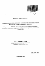 Социально-экономические основы управления сферой культуры в современных условиях - тема автореферата по экономике, скачайте бесплатно автореферат диссертации в экономической библиотеке