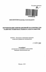 Формирование инновационной платформы для развития розничных рынков электроэнергии - тема автореферата по экономике, скачайте бесплатно автореферат диссертации в экономической библиотеке