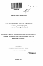 Совершенствование системы управления индустрией туризма в регионе - тема автореферата по экономике, скачайте бесплатно автореферат диссертации в экономической библиотеке