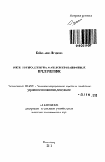 Риск-контроллинг на малых инновационных предприятиях - тема автореферата по экономике, скачайте бесплатно автореферат диссертации в экономической библиотеке