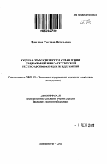 Оценка эффективности управления социальной инфраструктурой ресурсодобывающих предприятий - тема автореферата по экономике, скачайте бесплатно автореферат диссертации в экономической библиотеке