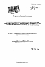 Развитие малых инновационных предприятий путем формирования эффективных внешних связей с элементами инновационной инфраструктуры - тема автореферата по экономике, скачайте бесплатно автореферат диссертации в экономической библиотеке