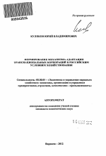Формирование механизма адаптации транснациональных корпораций к российским условиям хозяйствования - тема автореферата по экономике, скачайте бесплатно автореферат диссертации в экономической библиотеке