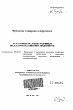 Механизмы управления развитием малых производственных предприятий - тема автореферата по экономике, скачайте бесплатно автореферат диссертации в экономической библиотеке