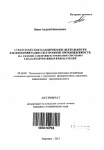 Стратегическое планирование деятельности предприятий радиоэлектронной промышленности, на основе совершенствования системы сбалансированных показателей - тема автореферата по экономике, скачайте бесплатно автореферат диссертации в экономической библиотеке
