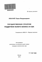 Государственная стратегия поддержки малого бизнеса в США - тема автореферата по экономике, скачайте бесплатно автореферат диссертации в экономической библиотеке