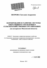 Формирование и развитие системы оперативного управления в сельскохозяйственных организациях - тема автореферата по экономике, скачайте бесплатно автореферат диссертации в экономической библиотеке