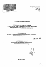 Технология обеспечения стратегической конкурентоспособности предпринимательских структур - тема автореферата по экономике, скачайте бесплатно автореферат диссертации в экономической библиотеке