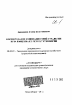 Формирование инновационной стратегии вуза и оценка ее результативности - тема автореферата по экономике, скачайте бесплатно автореферат диссертации в экономической библиотеке