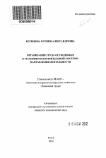 Организация труда осужденных в уголовно-исполнительной системе - тема автореферата по экономике, скачайте бесплатно автореферат диссертации в экономической библиотеке