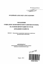 Управление социально-экономическим развитием региона на основе интеграции ресурсов домашних хозяйств - тема автореферата по экономике, скачайте бесплатно автореферат диссертации в экономической библиотеке