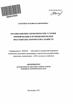 Организационно-экономические условия формирования и функционирования крестьянских (фермерских) хозяйств - тема автореферата по экономике, скачайте бесплатно автореферат диссертации в экономической библиотеке