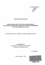 Финансовые инструменты эффективного использования бюджетных средств при размещении государственного заказа - тема автореферата по экономике, скачайте бесплатно автореферат диссертации в экономической библиотеке