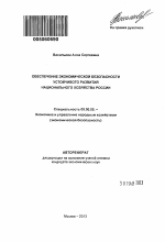 Обеспечение экономической безопасности устойчивого развития национального хозяйства России - тема автореферата по экономике, скачайте бесплатно автореферат диссертации в экономической библиотеке