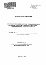 Совершенствование системы управления региональными хозяйствующими структурами - тема автореферата по экономике, скачайте бесплатно автореферат диссертации в экономической библиотеке