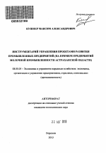 Инструментарий управления проектами развития промышленных предприятий - тема автореферата по экономике, скачайте бесплатно автореферат диссертации в экономической библиотеке