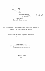 Формирование стратегии корпоративного развития малых городов Крайнего Севера - тема автореферата по экономике, скачайте бесплатно автореферат диссертации в экономической библиотеке