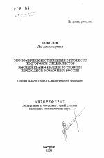Экономические отношения в процессе подготовки специалистов высшей квалификации в условиях переходной экономики России - тема автореферата по экономике, скачайте бесплатно автореферат диссертации в экономической библиотеке