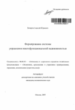 Формирование системы управления многофункциональной недвижимостью - тема автореферата по экономике, скачайте бесплатно автореферат диссертации в экономической библиотеке