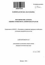 Методические аспекты оценки уровня риска лизингополучателя - тема автореферата по экономике, скачайте бесплатно автореферат диссертации в экономической библиотеке