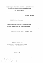 Организационно-методические основы формирования трудовой среды в ходе подготовки производства - тема автореферата по экономике, скачайте бесплатно автореферат диссертации в экономической библиотеке