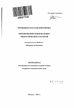 Формирование национальных энергетических стратегий - тема автореферата по экономике, скачайте бесплатно автореферат диссертации в экономической библиотеке