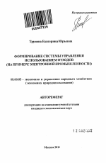 Формирование системы управления использованием отходов - тема автореферата по экономике, скачайте бесплатно автореферат диссертации в экономической библиотеке