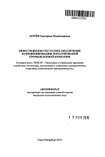 Инвестиционно-ресурсное обеспечение функционирования интегрированой промышленной компании - тема автореферата по экономике, скачайте бесплатно автореферат диссертации в экономической библиотеке