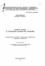Рынок труда в сельском хозяйстве Польши - тема автореферата по экономике, скачайте бесплатно автореферат диссертации в экономической библиотеке