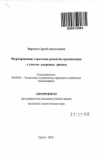 Формирование стратегии развития организации с учетом кадровых рисков - тема автореферата по экономике, скачайте бесплатно автореферат диссертации в экономической библиотеке